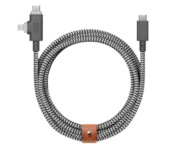 Native Union Belt Cable Duo Pro 240W USB-C – Lightning/USB-C 2,4m zebra - 1275947 - zdjęcie